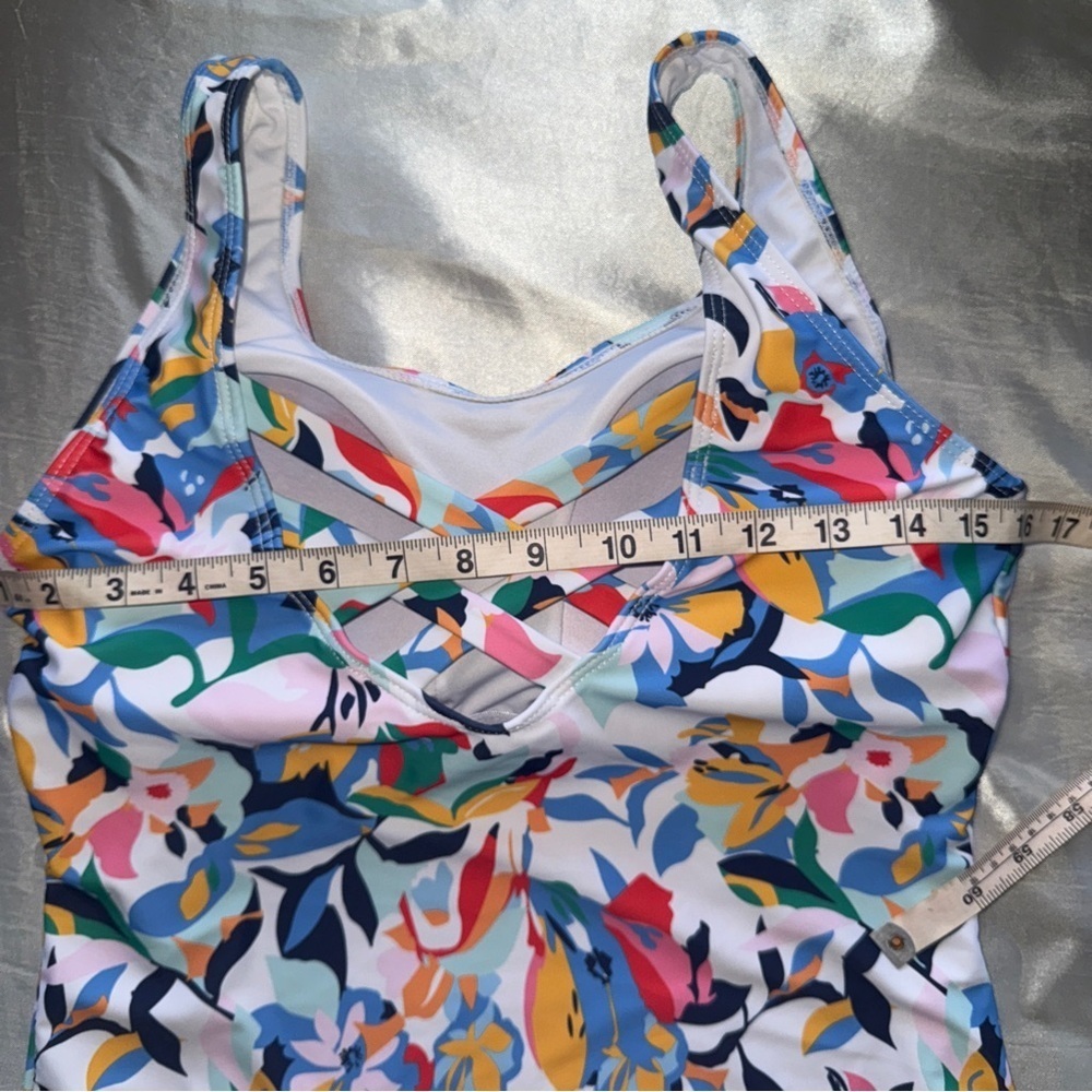 Tropical Print Multi Color Floral One-Piece Swimsuit Size Large - Picture 5 of 14